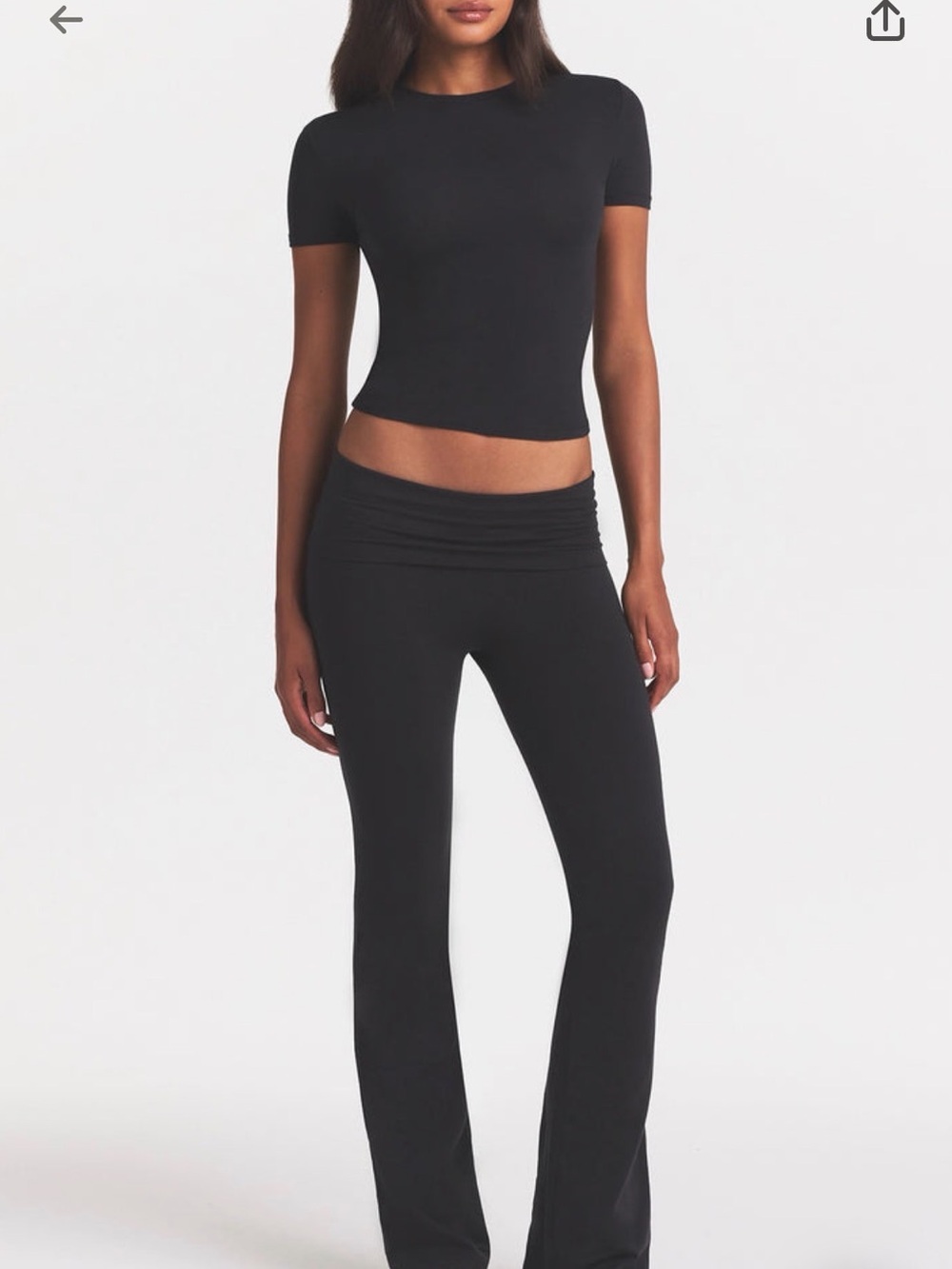 SKIMS Black Fold-Over Waist Flared Leggings
